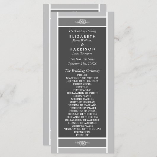 Moderner Pastelblock - Siver Gray - Hochzeit Programm (Vorne/Hinten)