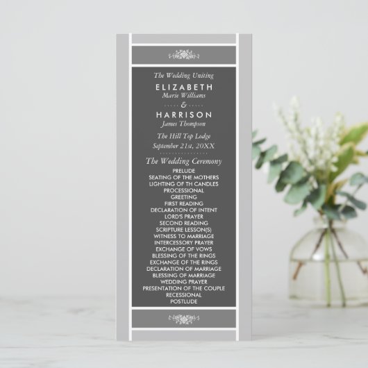 Moderner Pastelblock - Siver Gray - Hochzeit Programm (Stehend Vorderseite)