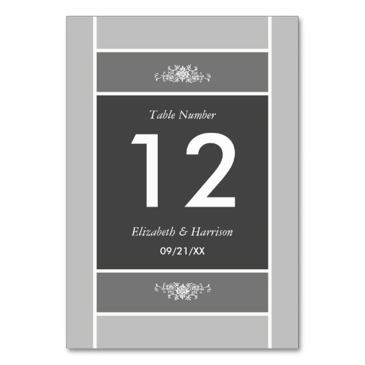Moderner Pastelblock - Siver Gray - Hochzeit Tischnummer (Rückseite)