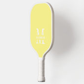 Moderner Pastelgelber Monogramm-Name Pickleball Schläger (Links)