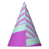 Moderner Pastell Aquamarin rosa Streifen Party Hut Partyhütchen (Rückseite)