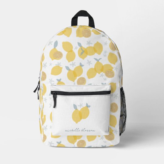 Moderner Pastell Citrus Lemons Muster Individuelle Bedruckter Rucksack (Vorderseite)