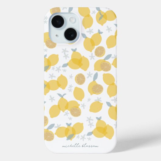 Moderner Pastell Citrus Lemons Muster Individuelle Case-Mate iPhone Hülle (Rückseite)