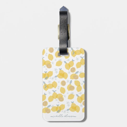 Moderner Pastell Citrus Lemons Muster Individuelle Gepäckanhänger (Rückseite vertikal)