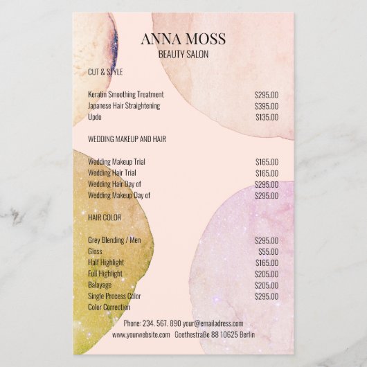 Moderner Pastell Glitter Flyer (Vorne)