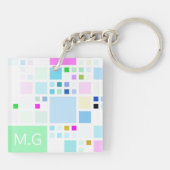 Moderner Pastell quadriert geometrisches Schlüsselanhänger (Rückseite)