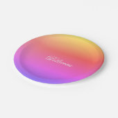 Moderner Pastell Rainbow Designer Runde Pappteller (Schrägansicht)