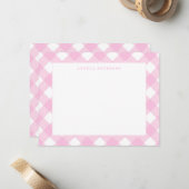 Moderner Pastell Roush Pink Gingham Karierter Karo Mitteilungskarte (Vorderseite/Rückseite Beispiel)