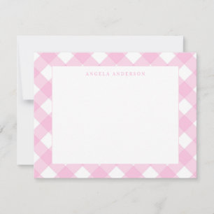 Moderner Pastell Roush Pink Gingham Karierter Karo Mitteilungskarte