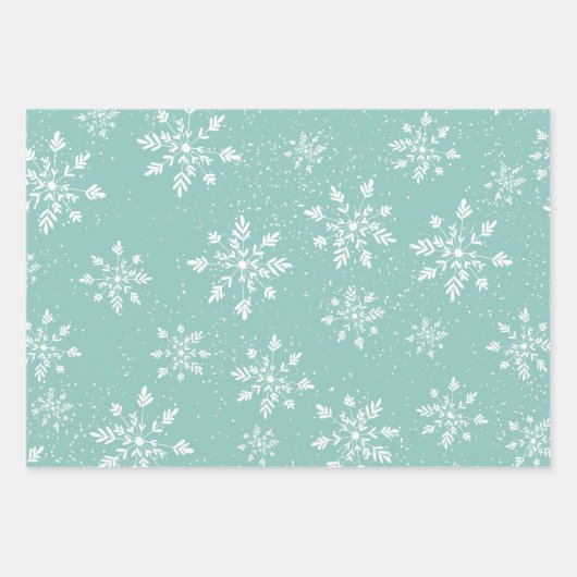 Moderner Pastell Weihnachtsschnee karierte Punktmu Geschenkpapier Set (Vorderseite)