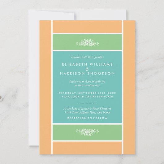 Moderner Pastellblock - Tropische Farben - Hochzei Einladung (Vorderseite)