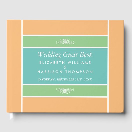 Moderner Pastellblock - Tropische Farben - Hochzei Gästebuch (Vorderseite)