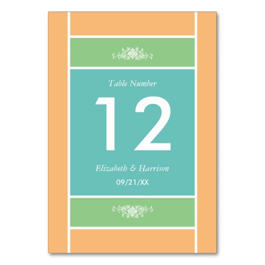 Moderner Pastellblock - Tropische Farben - Hochzei Tischnummer (Rückseite)