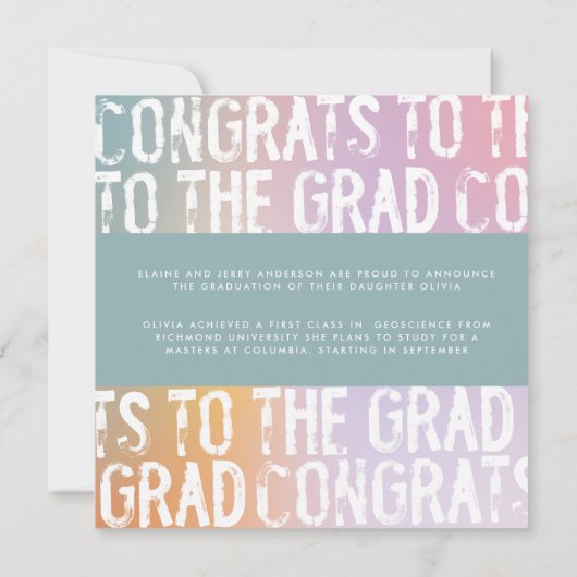 Moderner pastellfarbener Regenbogen Rosa aquamarin Einladung (Rückseite)