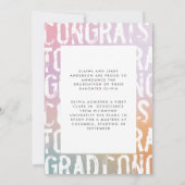 Moderner pastellfarbener Regenbogenrosa, mädchenha Einladung (Rückseite)