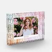 Moderner pastellfarbener Regenbogenrosa, mädchenha Fotoblock (Links)