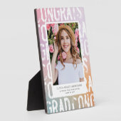 Moderner pastellfarbener Regenbogenrosa, mädchenha Fotoplatte (Seite)