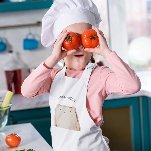 Moderner, pastellfarbener rosafarbener Bär mit Nam Kinderschürze