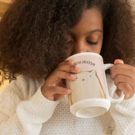 Moderner, pastellfarbener rosafarbener Bär mit Nam Zweifarbige Tasse
