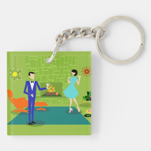 Moderner, pastellfarbener Schlüsselanhänger aus de (Rückseite)