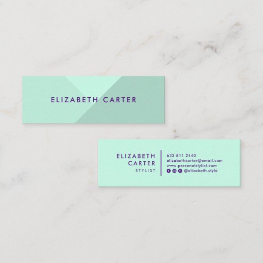 Moderner pastellfarbener Stylist Mini Visitenkarte (Vorne/Hinten)