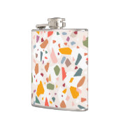 Moderner, pastellfarbener Terrazzo Muster Pass Flachmann (Links)