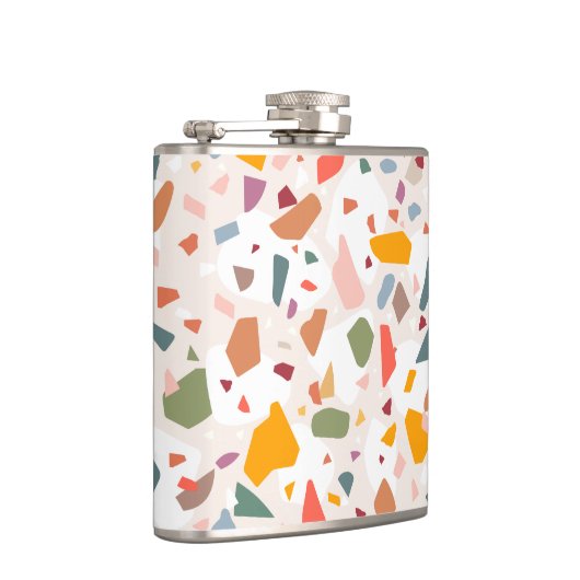 Moderner, pastellfarbener Terrazzo Muster Pass Flachmann (Rechts)
