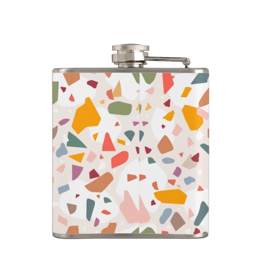 Moderner, pastellfarbener Terrazzo Muster Pass Flachmann (Rückseite)