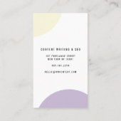 Moderner pastellgelber lila geometrischer Farbbloc Visitenkarte (Rückseite)