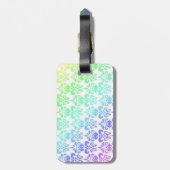 Moderner Pastellregenbogendamast Gepäckanhänger (Rückseite vertikal)