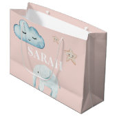 Moderner Pastellrosa & Blau Kindername Große Geschenktüte (Vorderseite Schrägansicht)