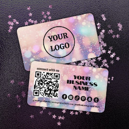 Moderner, pastellrosa, hellbrauner QR-Code Visitenkarte