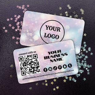 Moderner, pastellrosa, hellbrauner QR-Code Visitenkarte