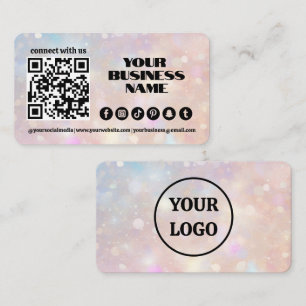 Moderner Pastellrosa-Lichtflare-QR-Code Visitenkarte