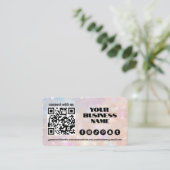 Moderner Pastellrosa-Lichtflare-QR-Code Visitenkarte (Stehend Vorderseite)