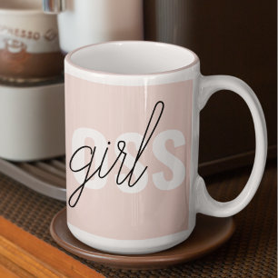 Moderner Pastellrosa Mädchen Boss Satz Zweifarbige Tasse