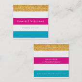 MODERNER PATTERN-Streifen, farbenfroher Glitzer Quadratische Visitenkarte (Vorne/Hinten)