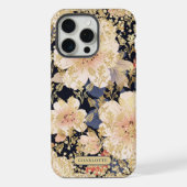 Moderner Peach Floral Glitzer Chic Personalisierte iPhone Hülle (Rückseite)