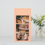 Moderner Peach Foto Booth Strip QR Code Save The Date (Stehend Vorderseite)