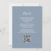 Moderner Peach Glitzer Dusty Blue QR Code Hochzeit Einladung (Rückseite)