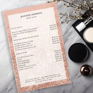 Moderner Peach Glitzer Salon Preisliste Flyer