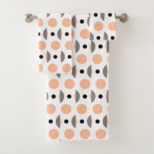 Moderner Peach Grey Circle Dot Badhandtuch Set (Insitu)