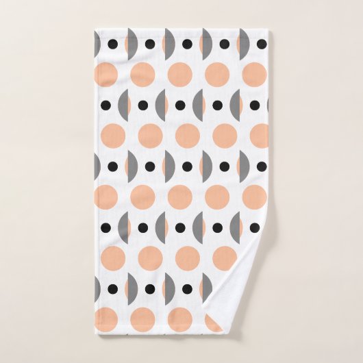 Moderner Peach Grey Circle Dot Badhandtuch Set (Handtuch)