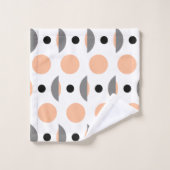Moderner Peach Grey Circle Dot Badhandtuch Set (Waschlappen)