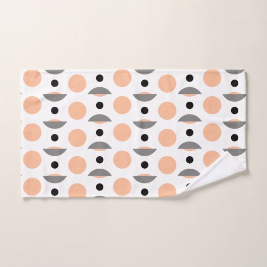 Moderner Peach Grey Circle Dot Badhandtuch Set (Handtuch)