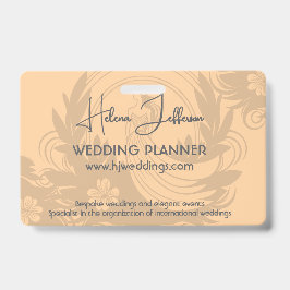 Moderner Peach Motif Logo Hochzeitsplaner Ausweis