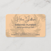 Moderner Peach Motif Logo Hochzeitsplaner Visitenkarte (Vorderseite)