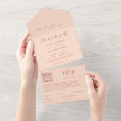 Moderner Peach QR Code in einer Einladung (Abreißen)