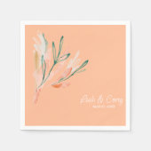 Moderner Peach Wedding Cocktail Serviette (Vorderseite)