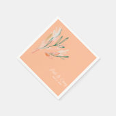 Moderner Peach Wedding Cocktail Serviette (Ecke)